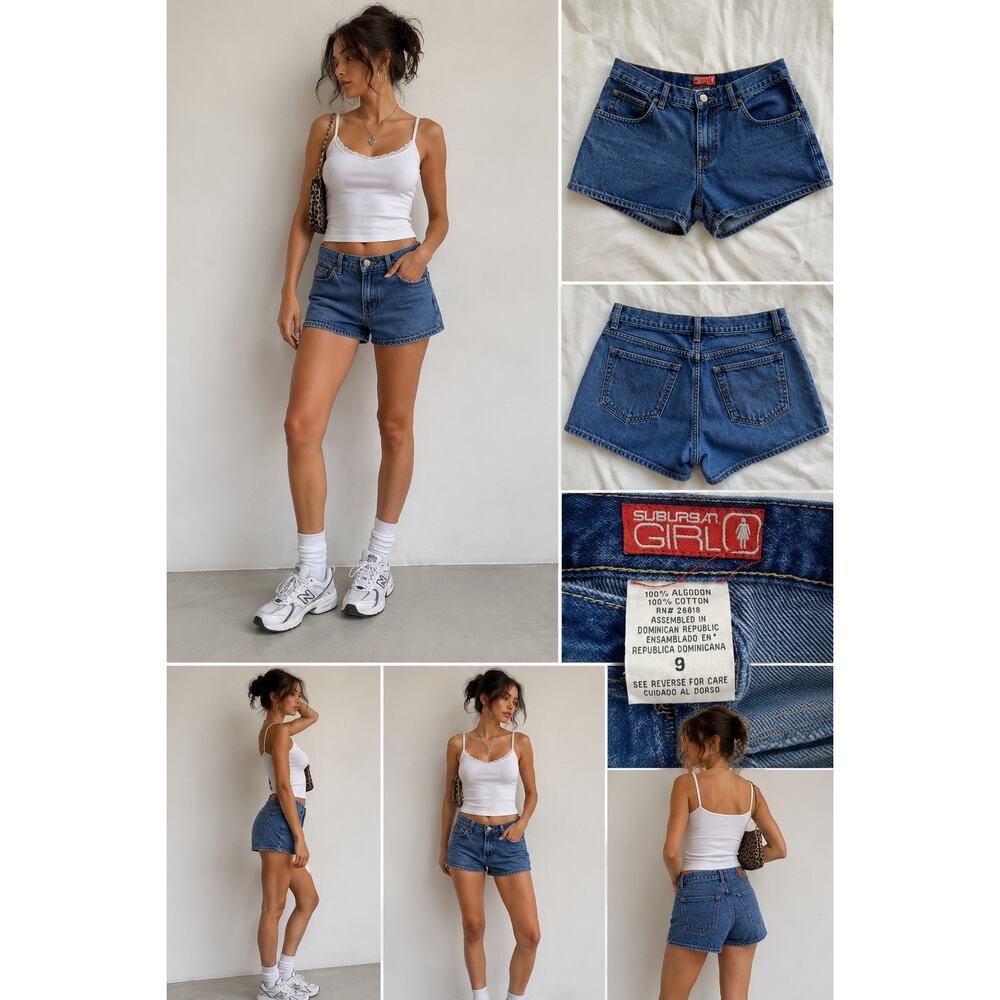 Vintage Y2K Suburban Girl Denim Shorts Womens Size 9 Blue Mid Rise
